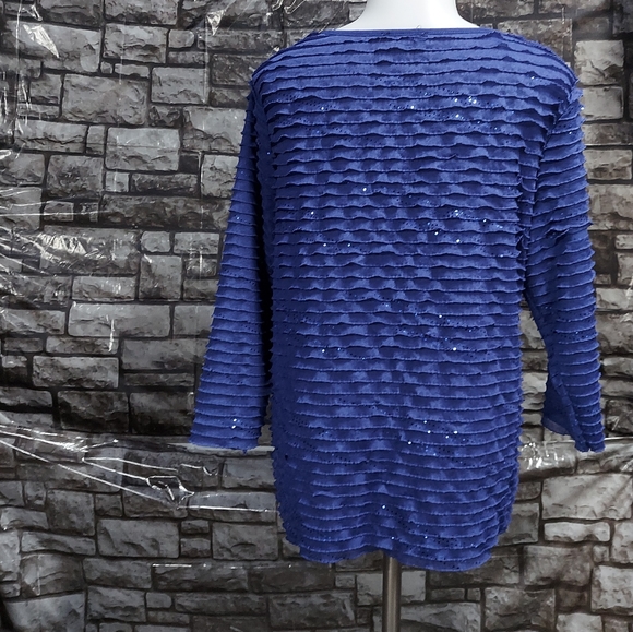 Notations Layered Ruffle Bling Blouse - Picture 7 of 17